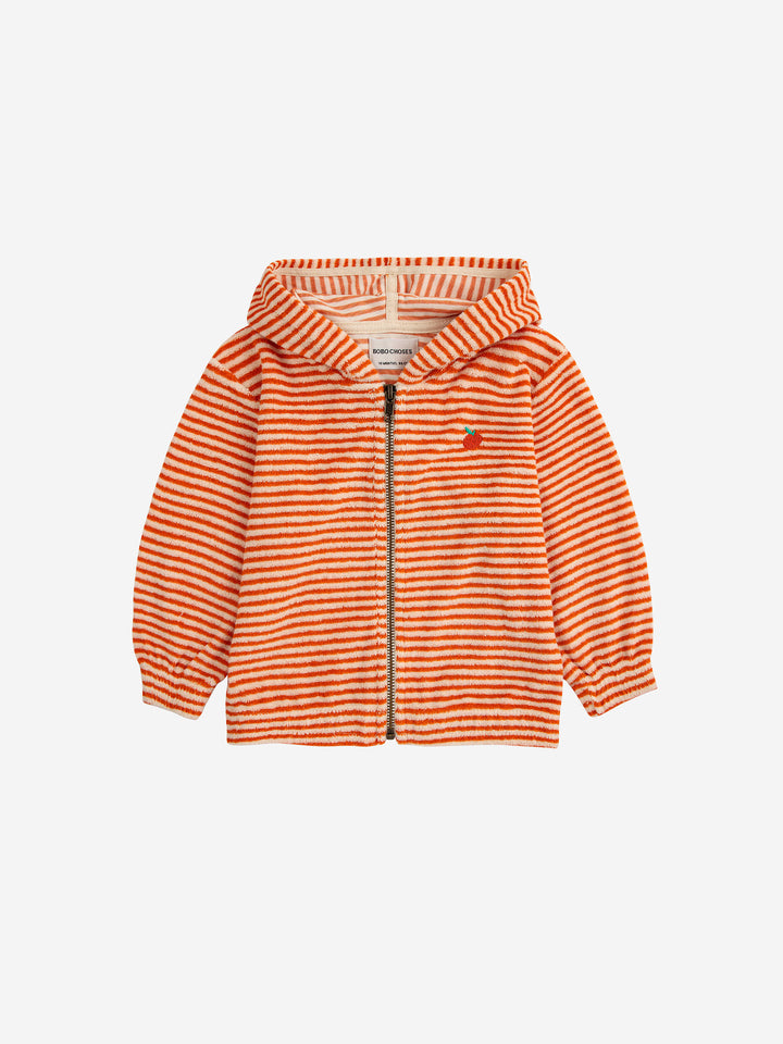 Orange Stripes terry zipped hoodie