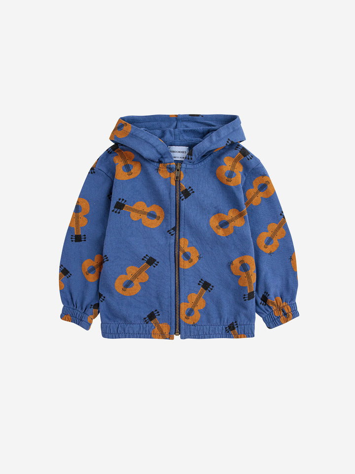 Acoustic Guitar all over zipped hoodie