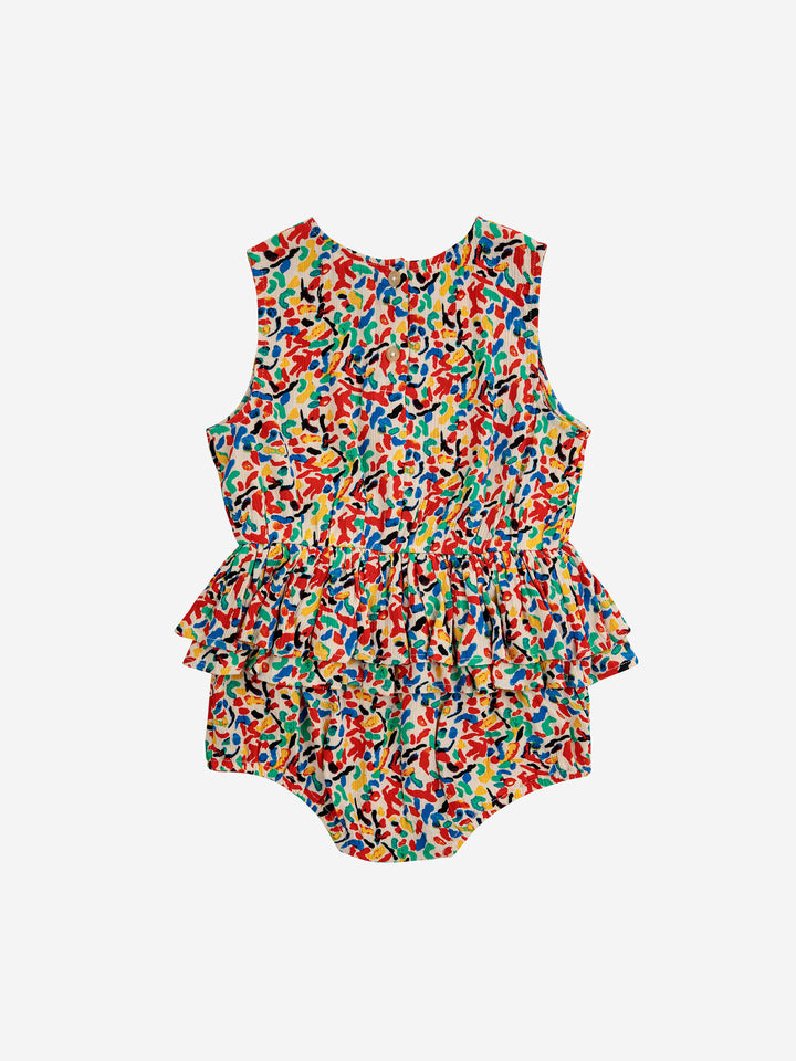 Confetti all over ruffle woven romper