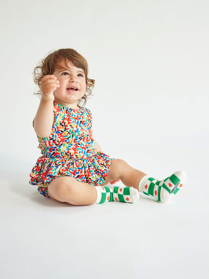 Confetti all over ruffle woven romper
