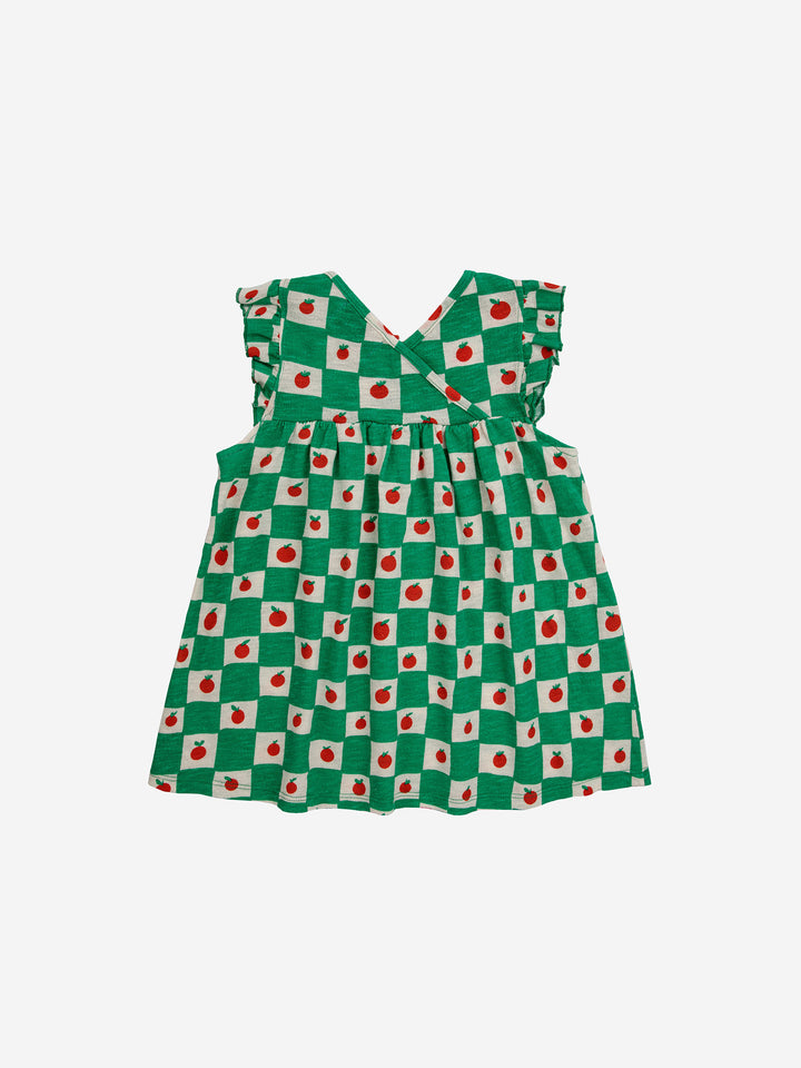 Tomato all over ruffle dress