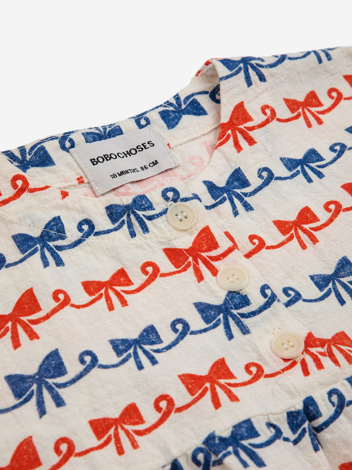 Ribbon Bow all over woven dress