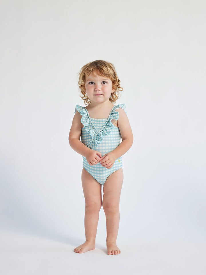 Vichy ruffle swimsuit
