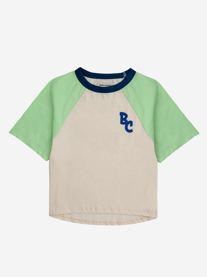 BC 컬러 블록 래글런 슬리브 티셔츠