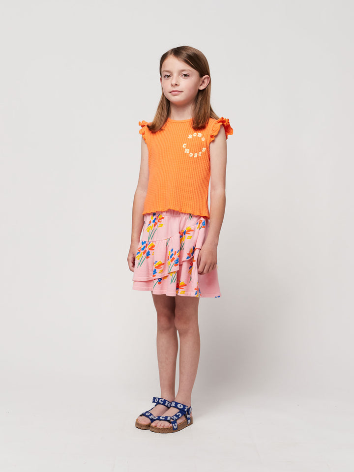 Orange ruffled tank top