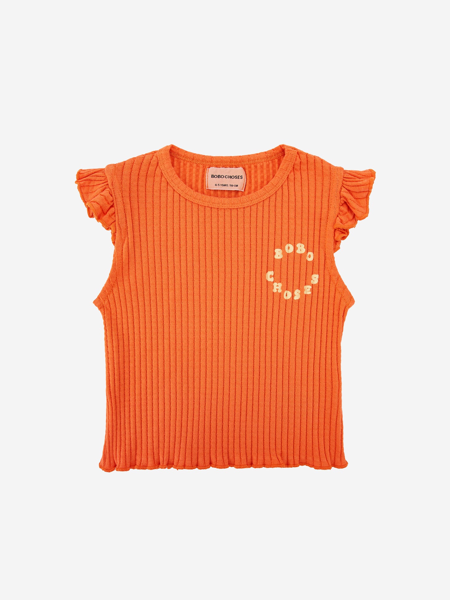 주름 장식이 있는 오렌지색 티셔츠
