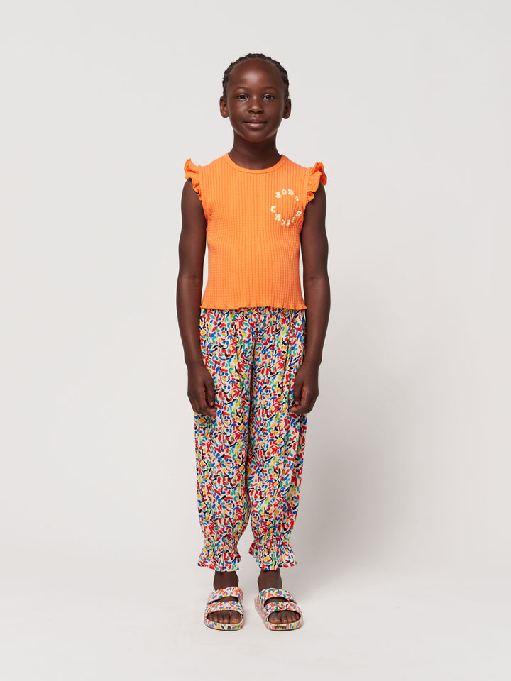 Orange ruffled tank top