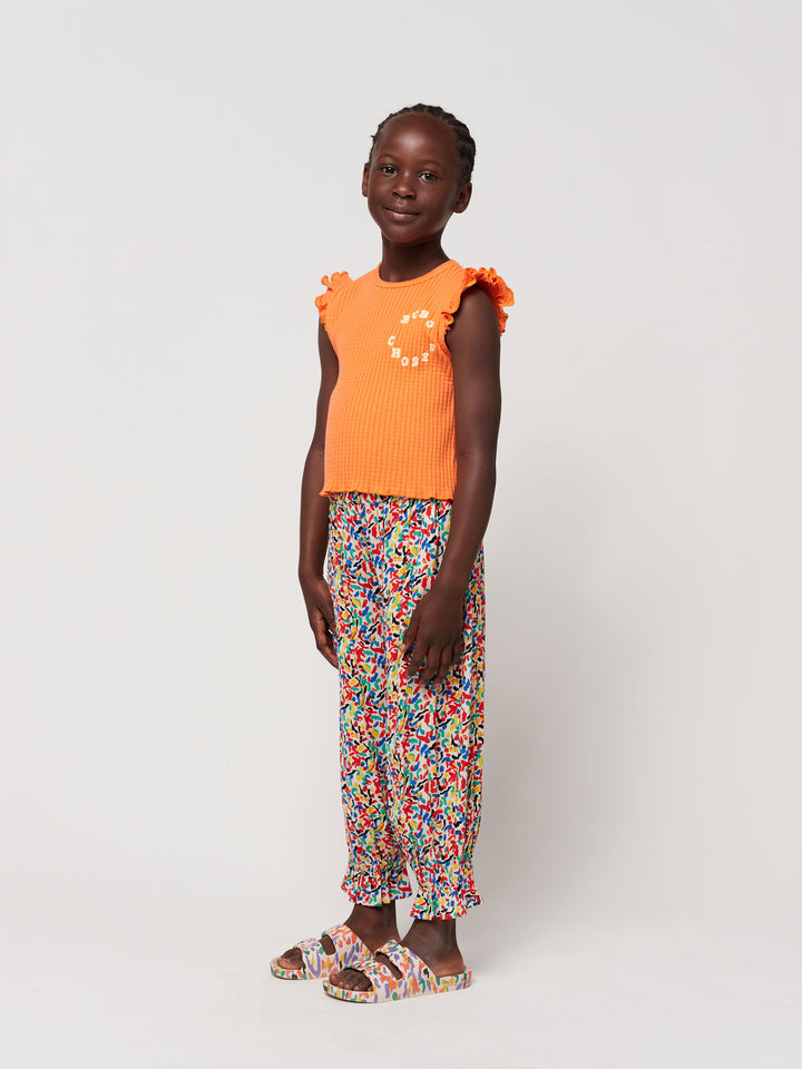 Orange ruffled tank top