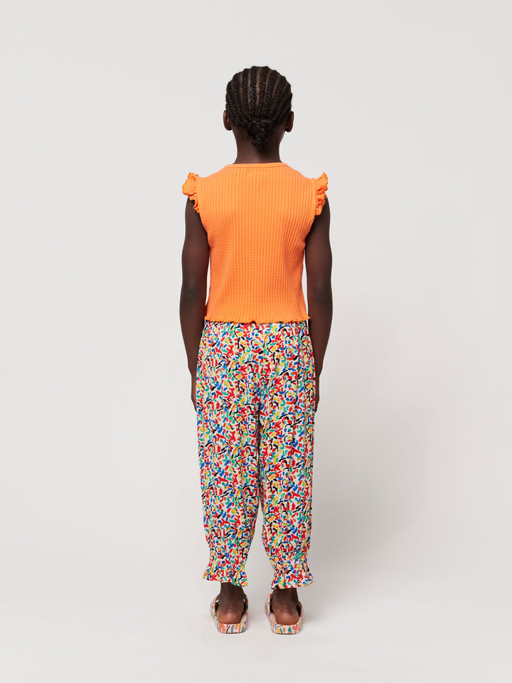 Orange ruffled tank top