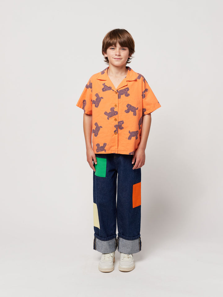 Big Cat all over woven shirt