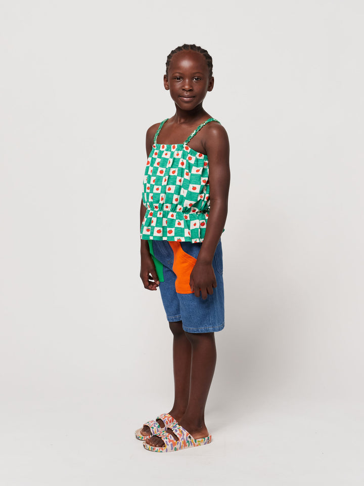 Color Block denim bermuda shorts