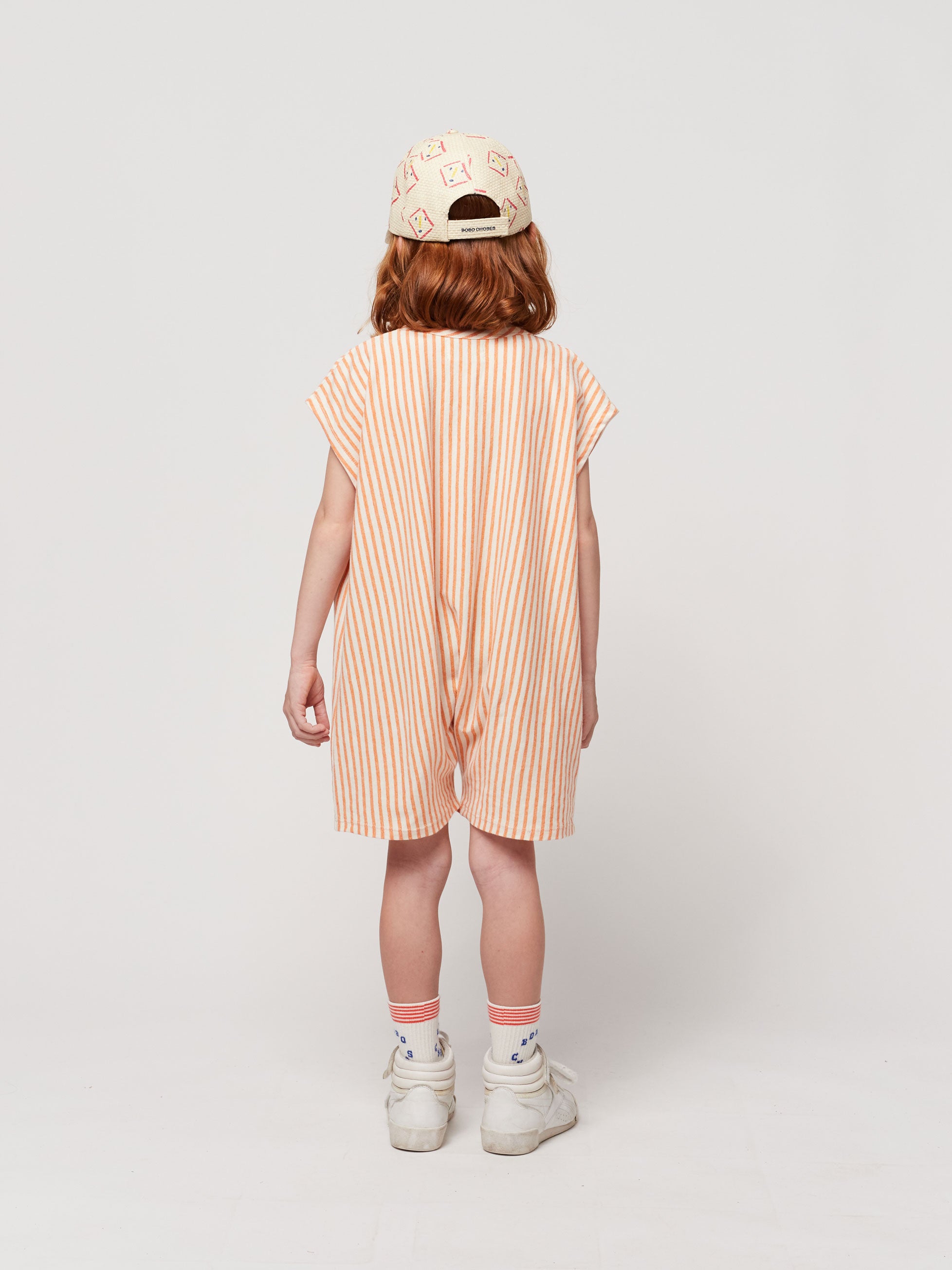 Bobo Choses striped cotton playsuit - Orange