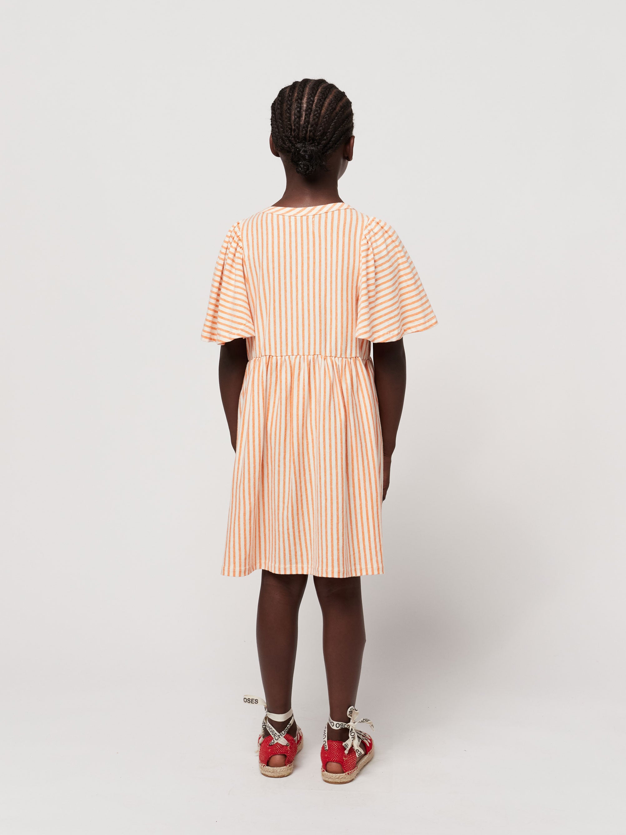 Striped ruffle 2025 sleeve dress