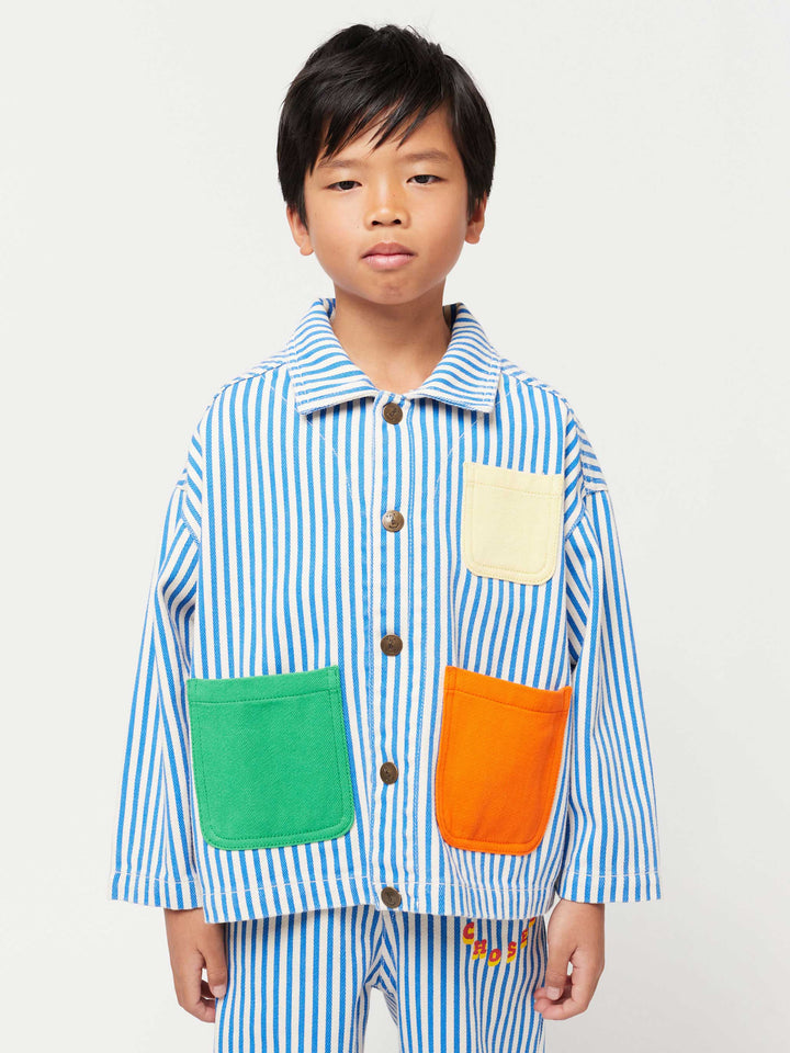 Jaqueta texana de ratlles amb blocs de color