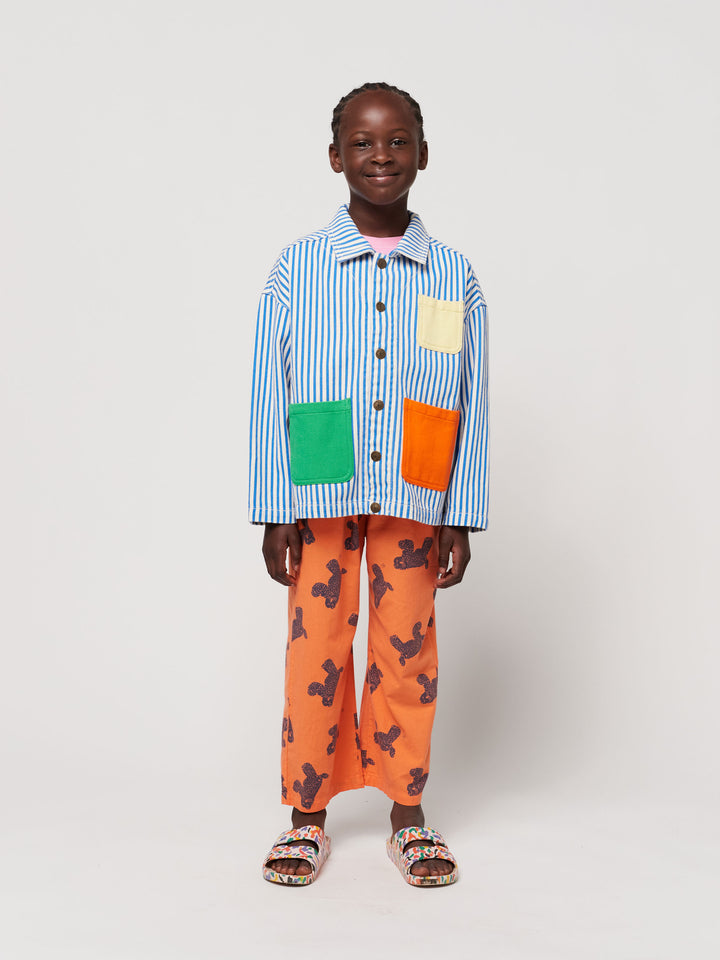 Striped Color Block denim jacket