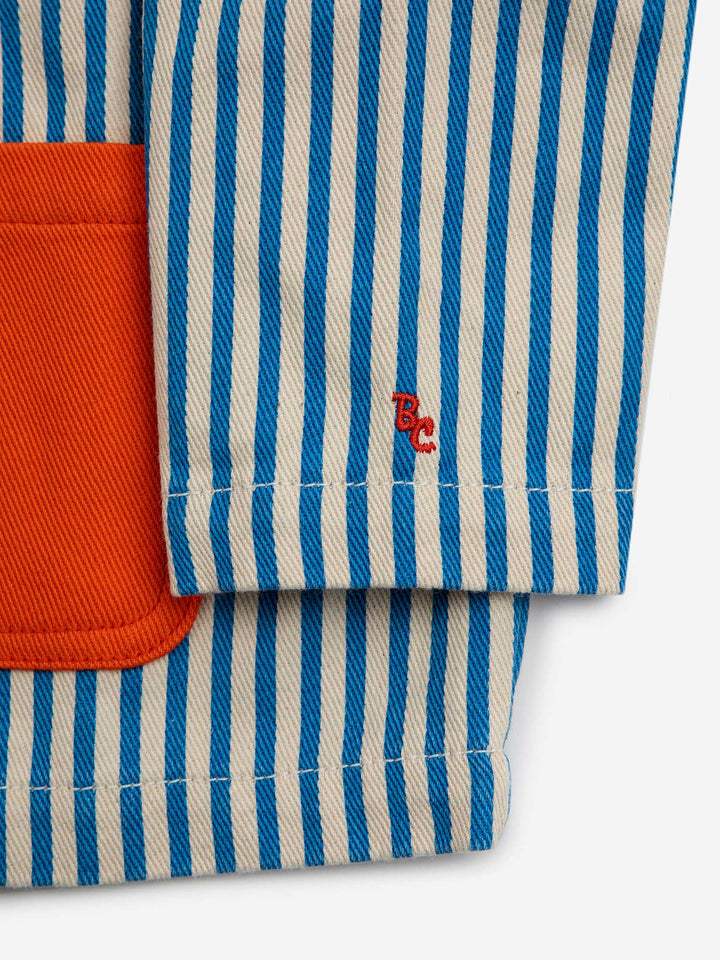 Striped Color Block denim jacket