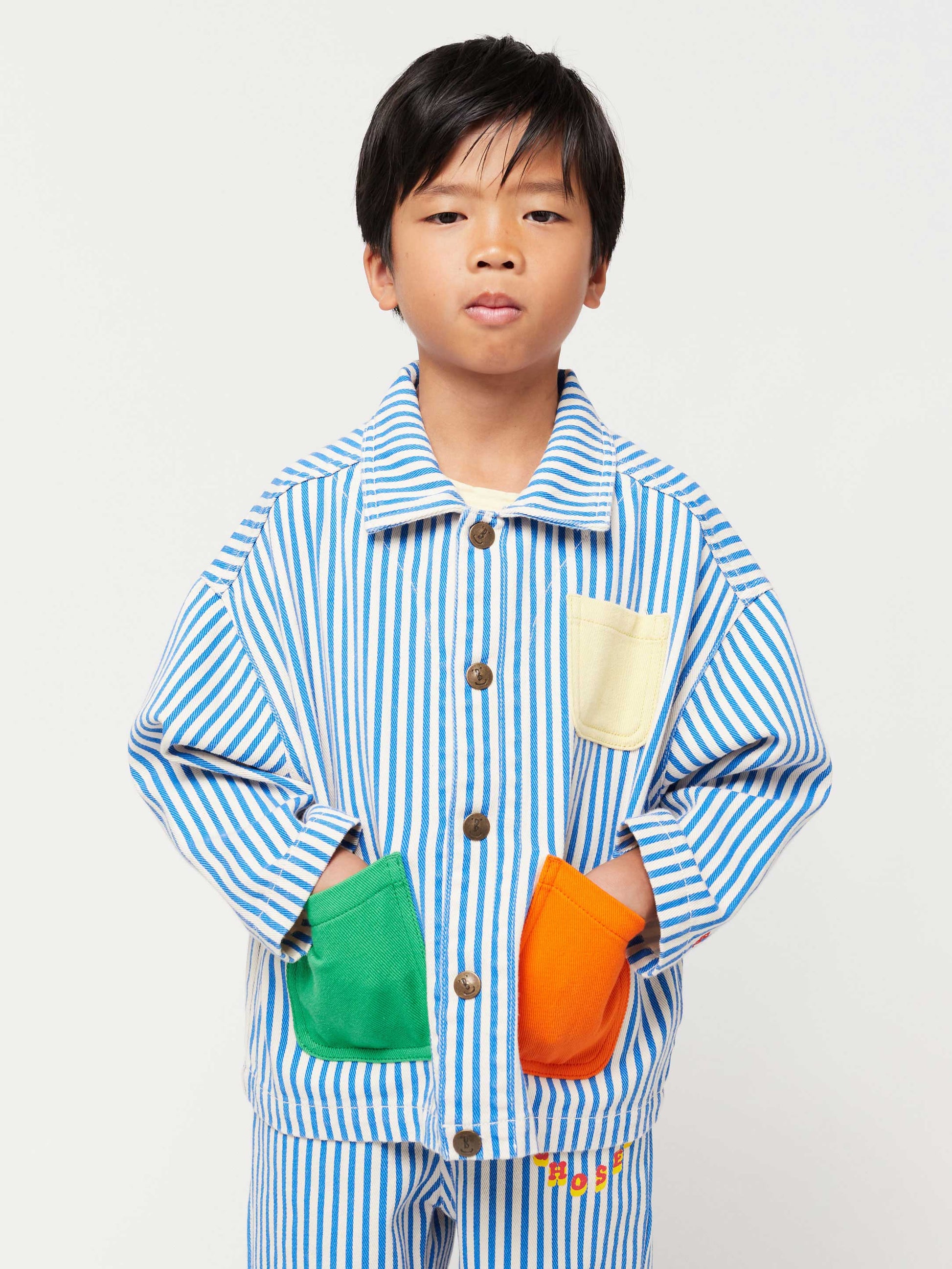 Striped Color Block denim jacket – Bobo Choses