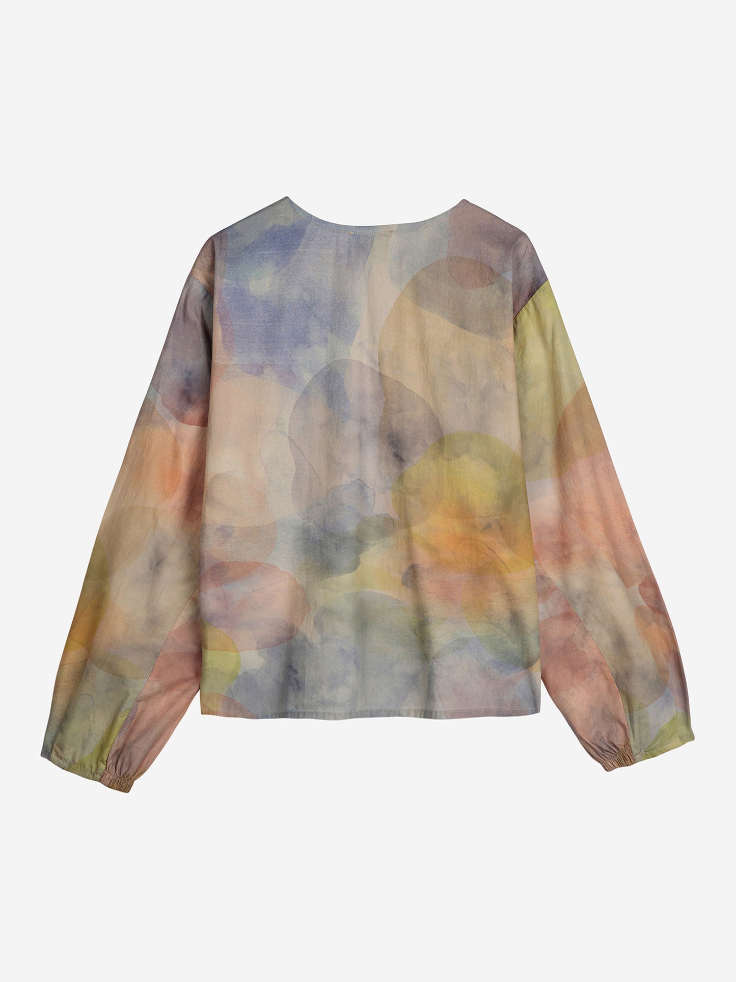 Skylight print collarless blouse