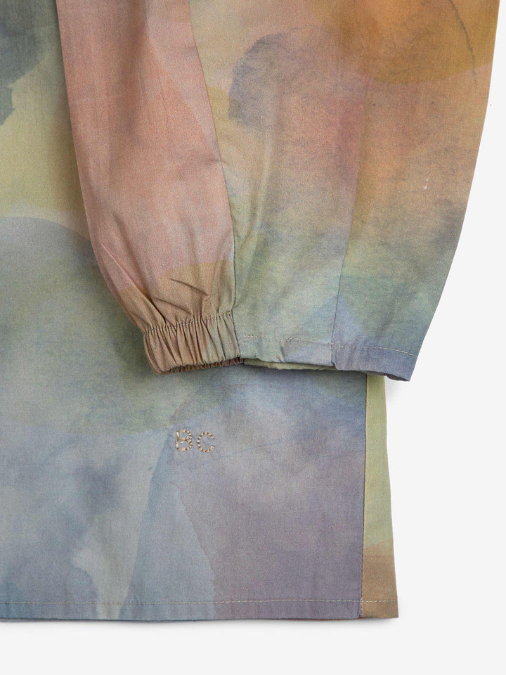 Skylight print collarless blouse