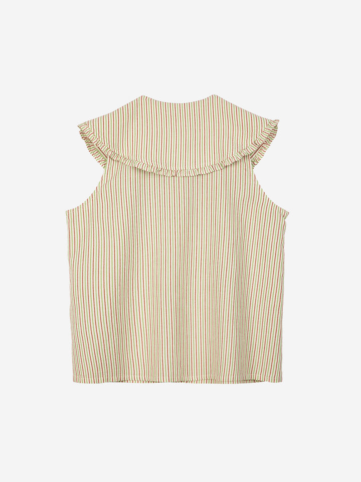 Striped oversized collar shirt