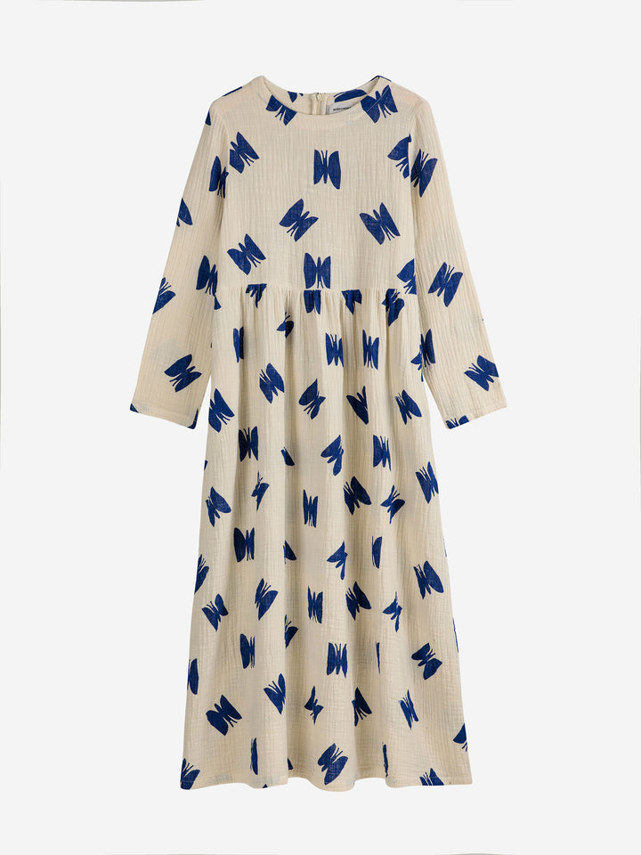 Vestit llarg acampanat estampat papallones