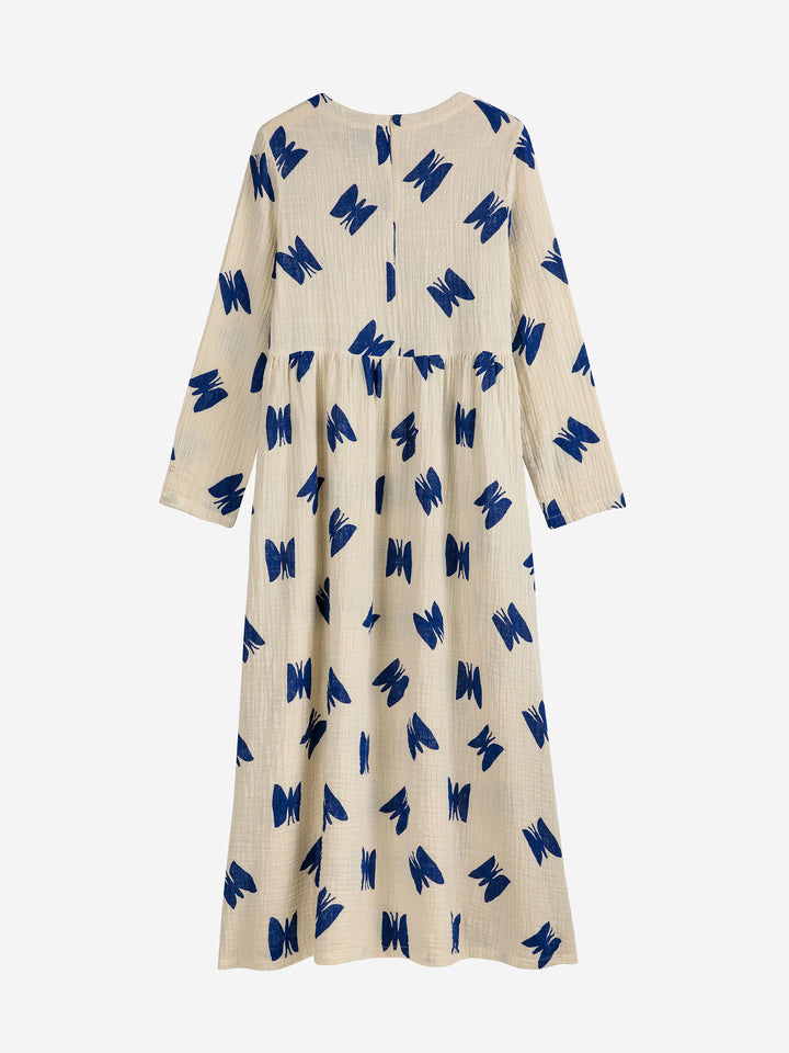 Vestit llarg acampanat estampat papallones