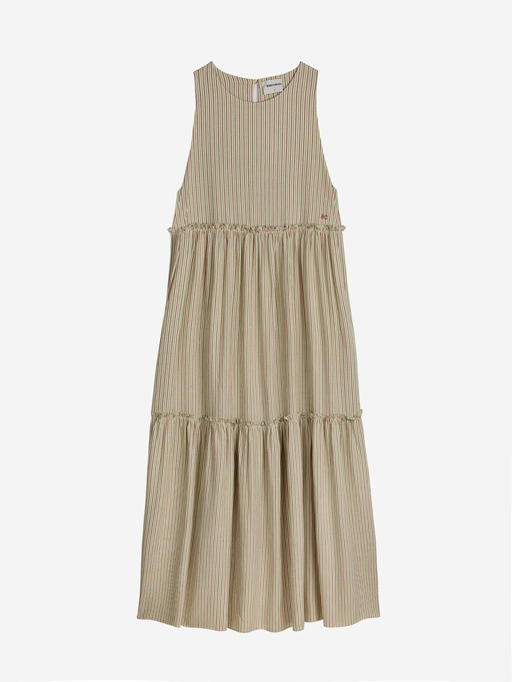 버티컬 멀티 스트라이프 스트랩 원피스