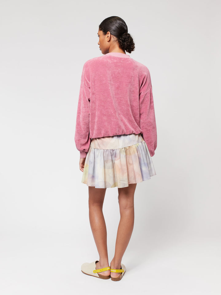 Skylight print ruffle short skirt