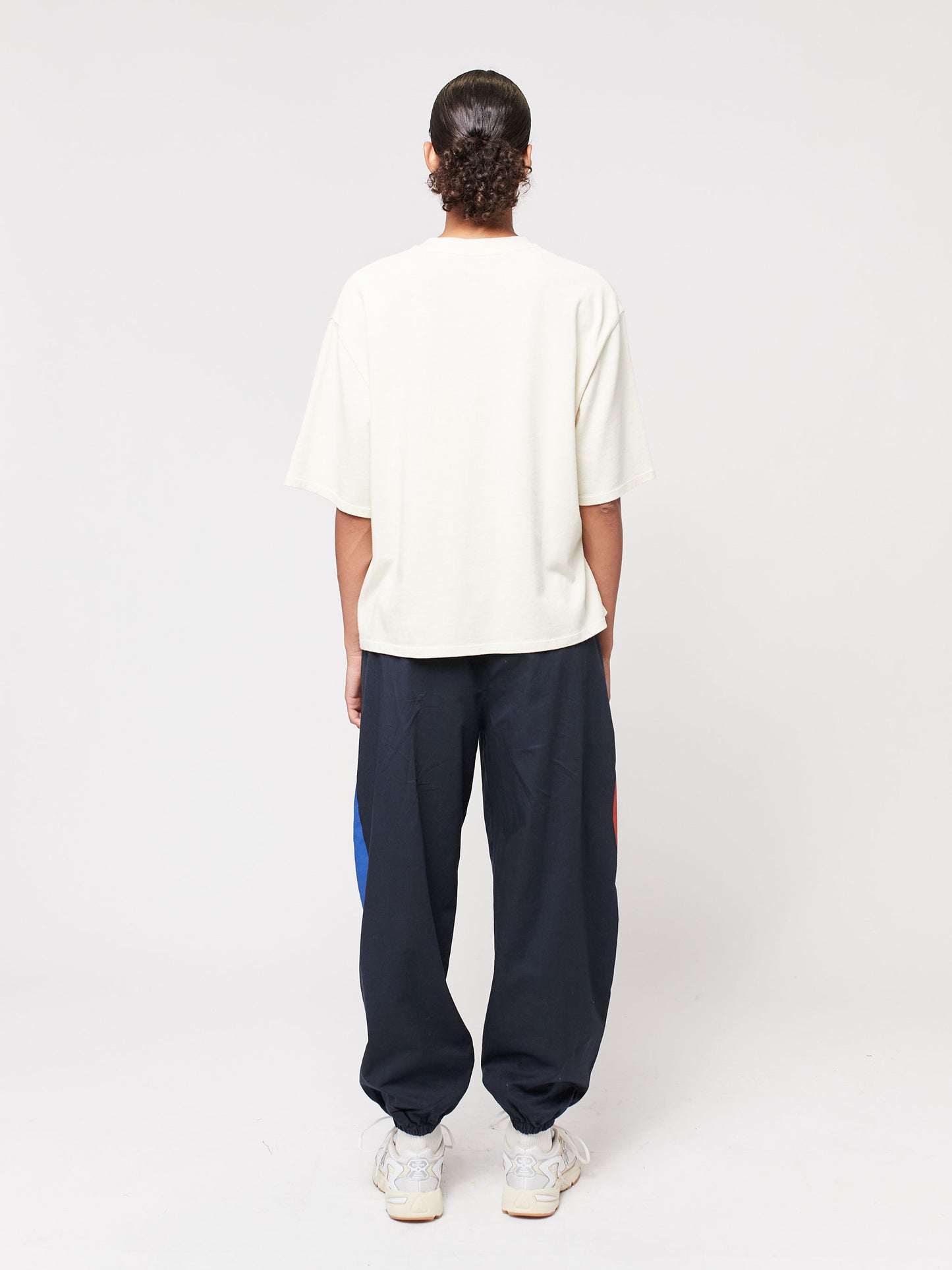 Color patch cotton woven jogger pants