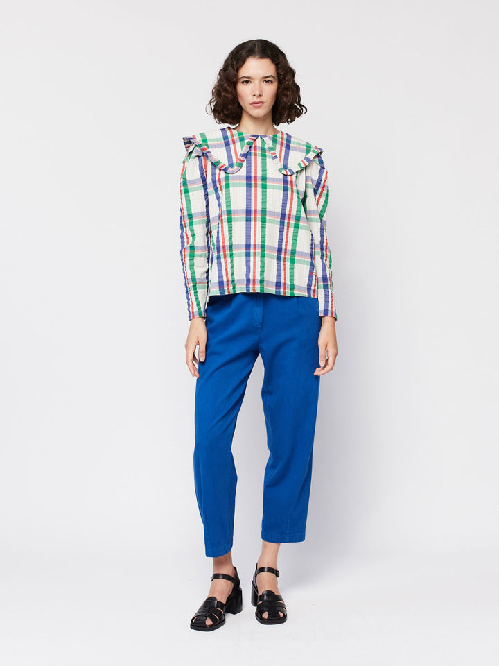Pleated straight leg trouser