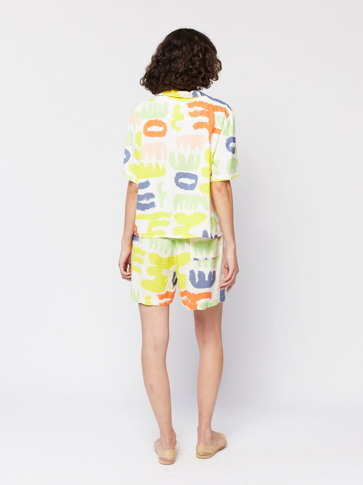 카니발 프린트 비스코스 블렌드 쇼츠