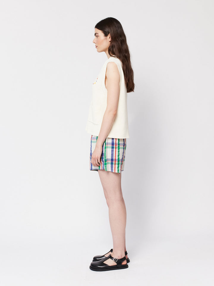 Checked cotton short