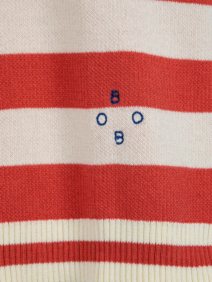 Striped short sleeve knitted sweater