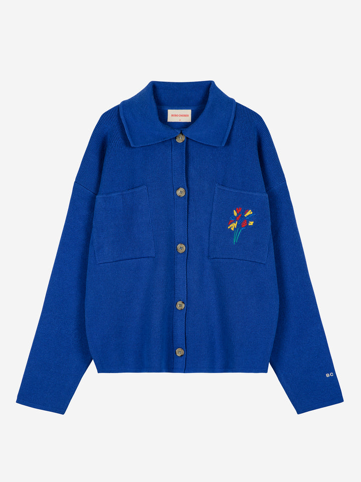 Collar buttoned cardigan