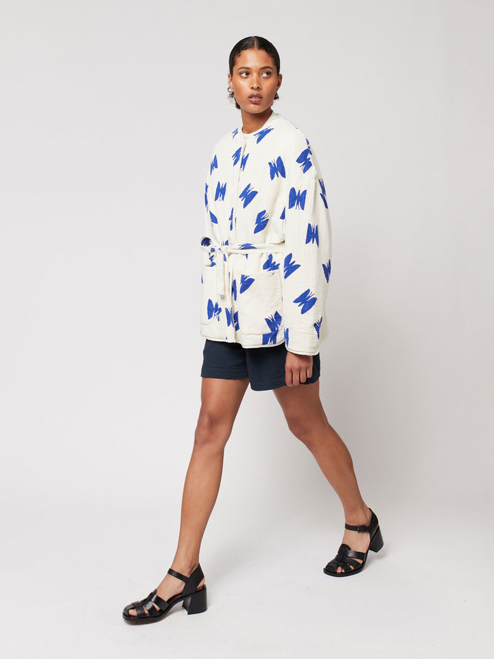 버터플라이 프린트 패딩 재킷