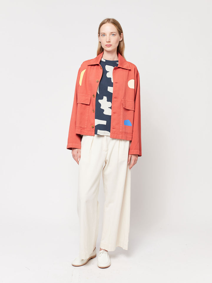 Summer landscape print cropped jacket