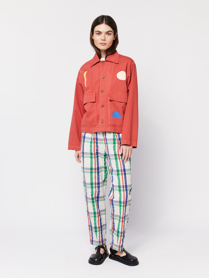 Summer landscape print cropped jacket