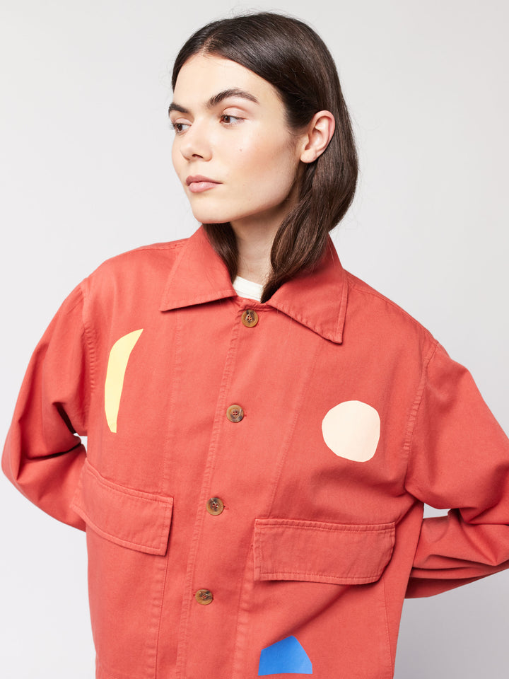 Summer landscape print cropped jacket