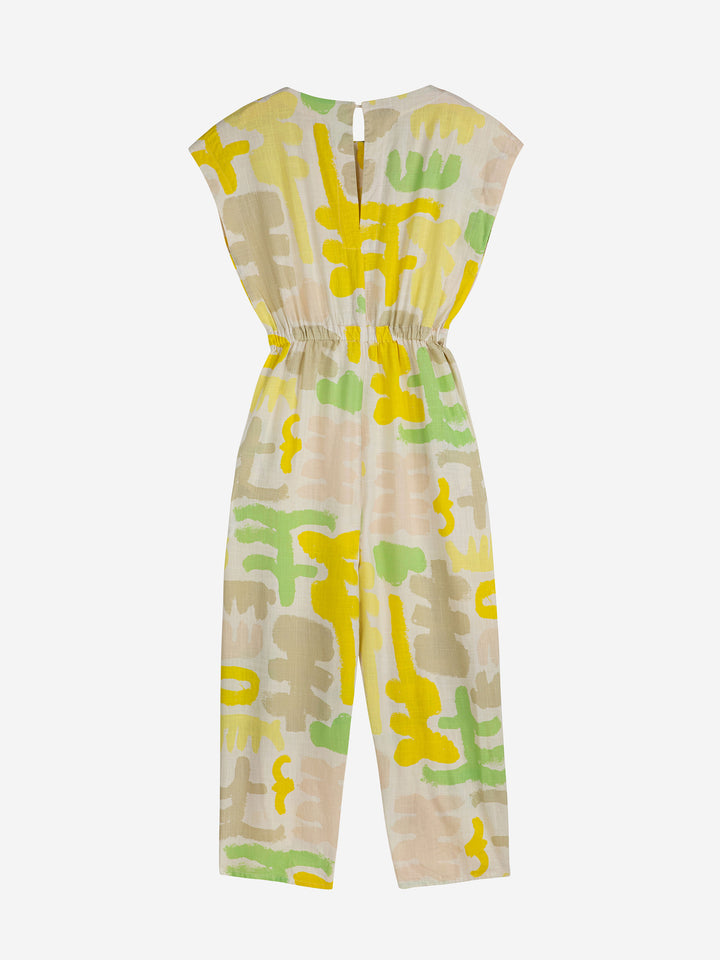 카니발 프린트 버튼 반팔 오버롤