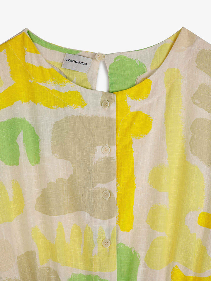 카니발 프린트 버튼 반팔 오버롤