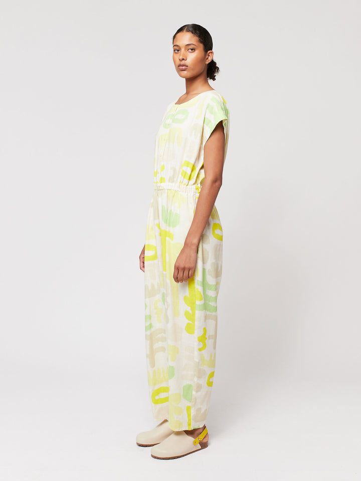 카니발 프린트 버튼 반팔 오버롤