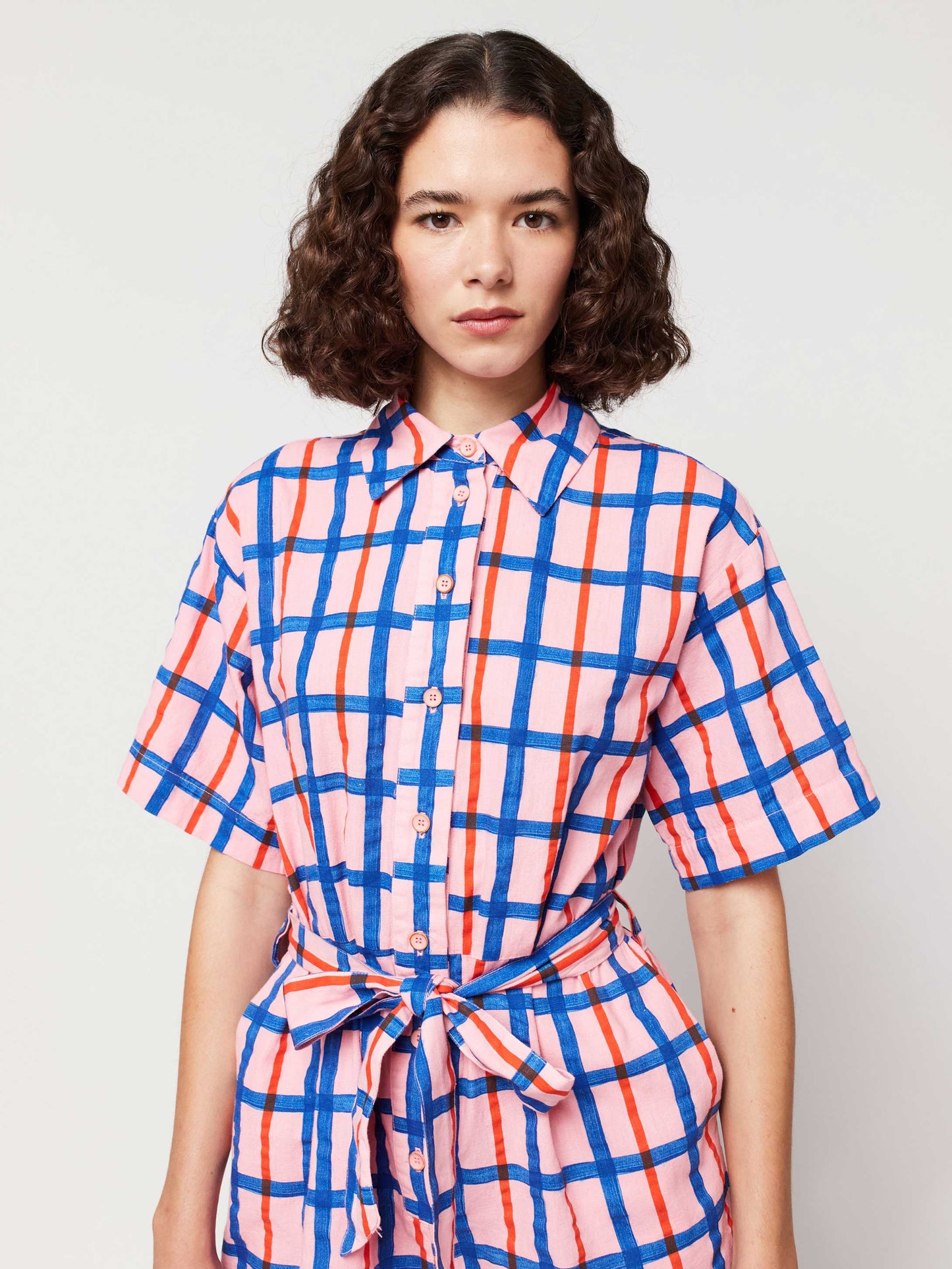 Checked short playsuit
