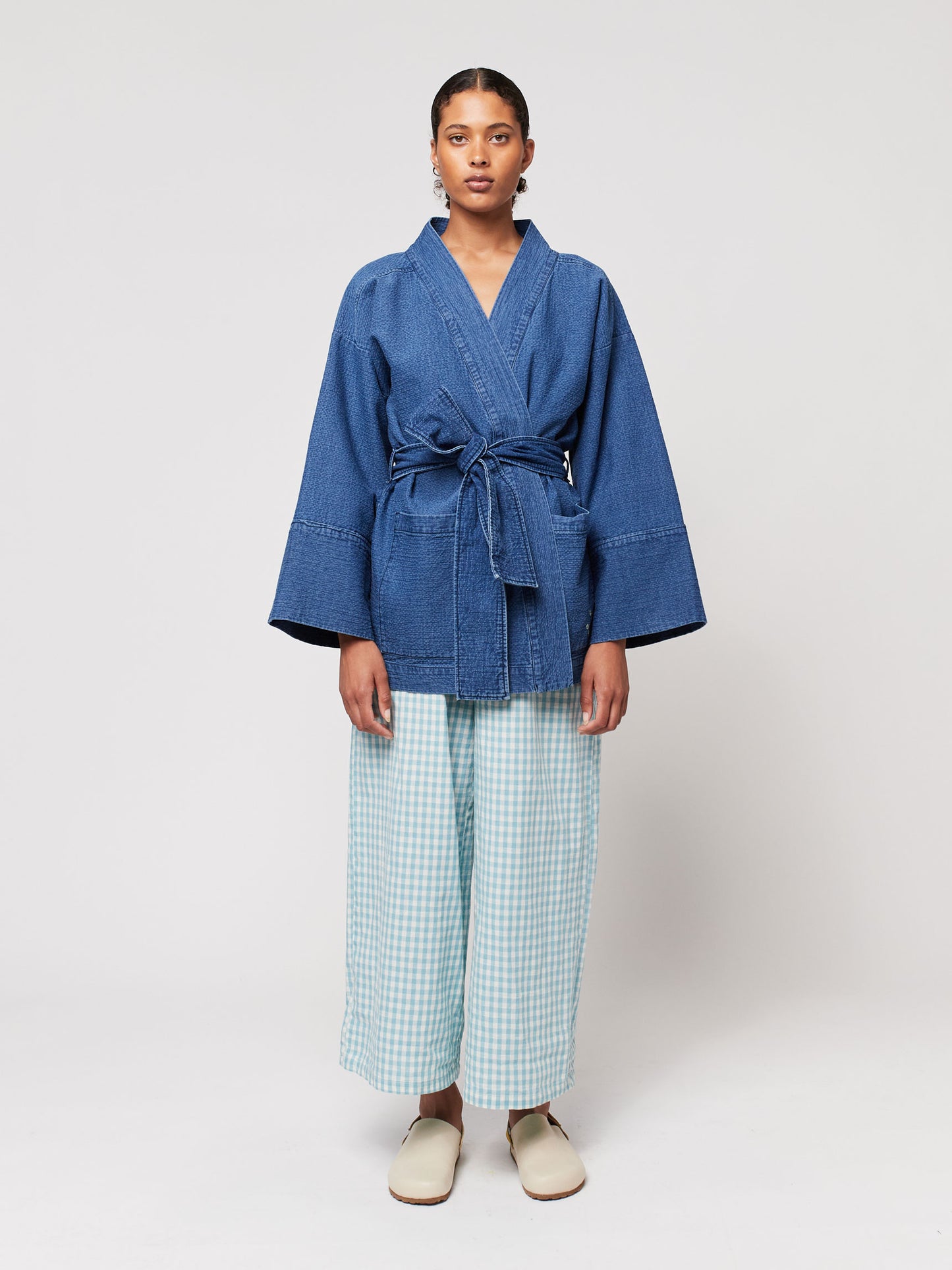 Structured cotton kimono