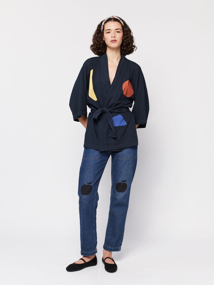 여름밤 풍경 프린트 쇼트 기모노