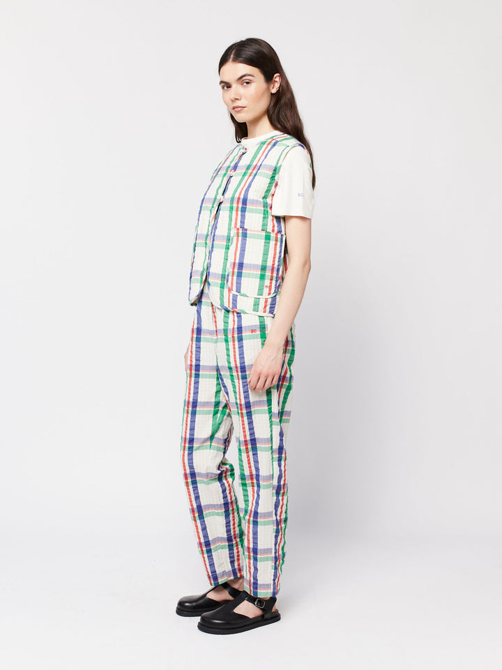 체크 버튼 라운드 넥 베스트