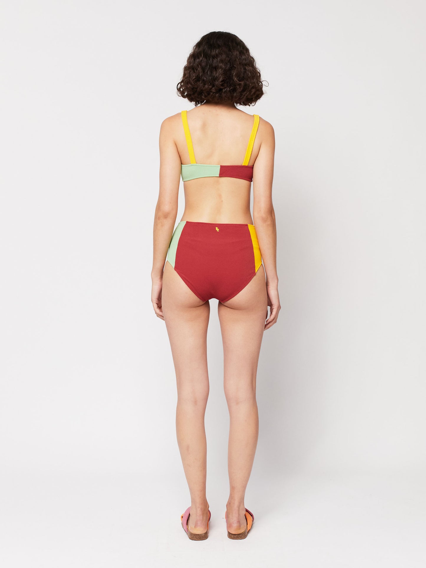 Braga de bikini de rizo con bloques de color