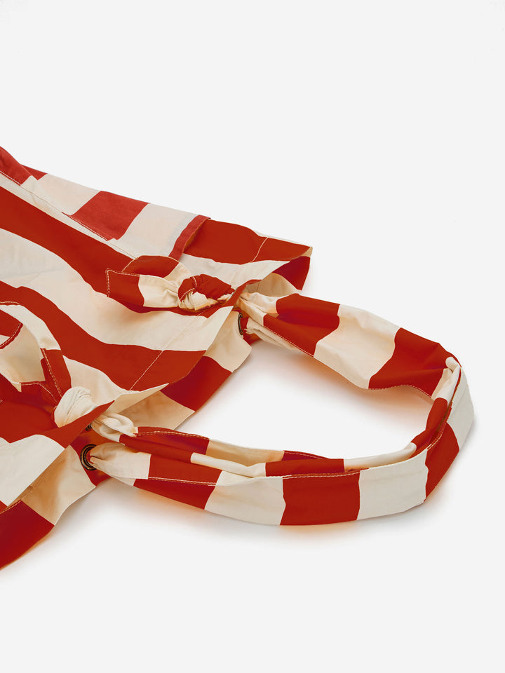 스트라이프 멀티 포켓 코튼 백