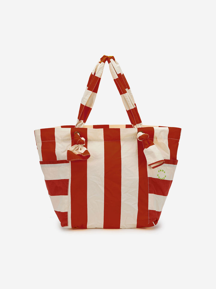 스트라이프 멀티 포켓 코튼 백