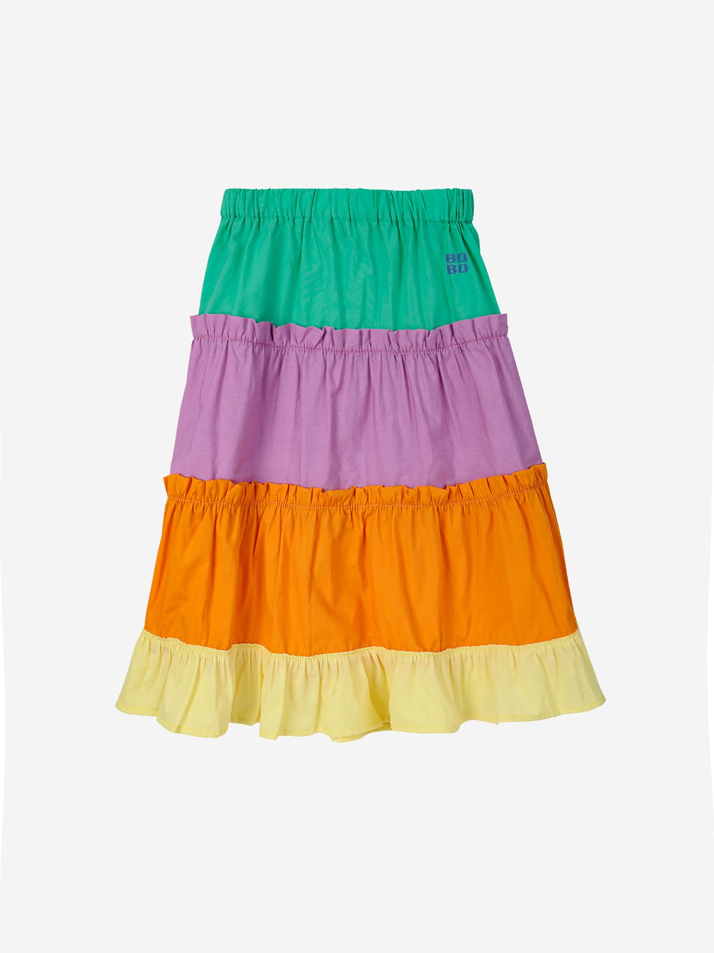 Falda de largo medio de popelín con franjas multicolor