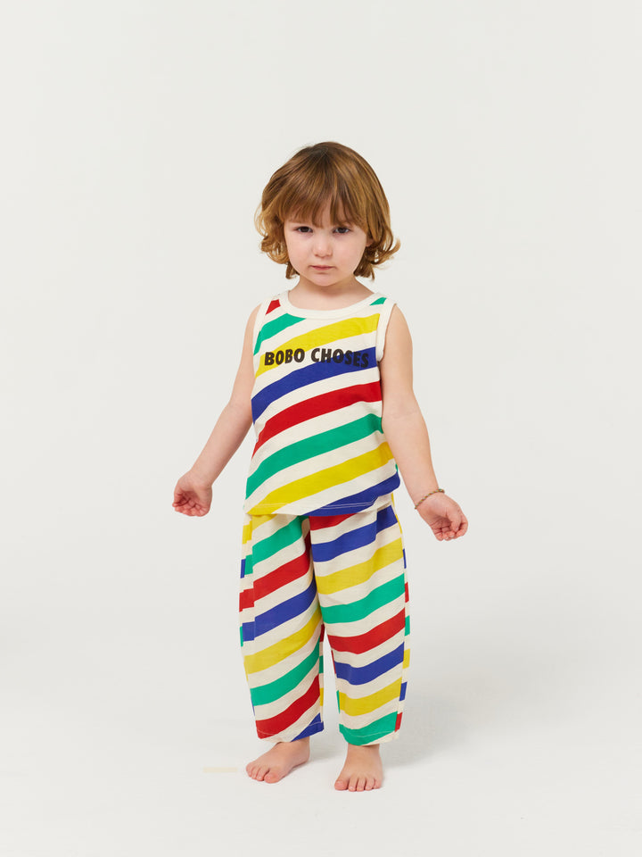 Happy stripes all over baggy trousers